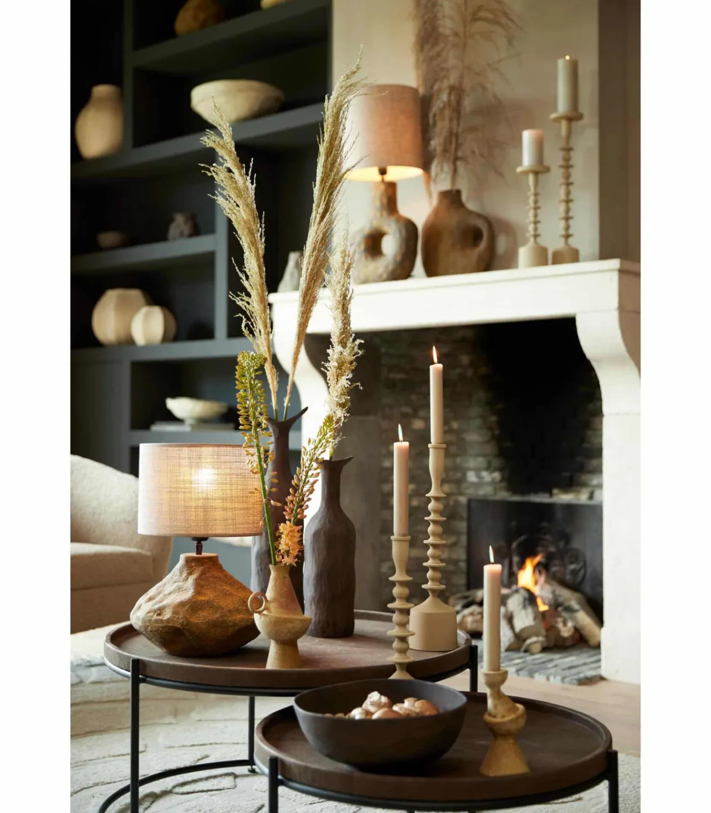 Cilinder lampenkap Sendai - Bruin - Ø30x21cm Lampenkappen