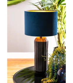 Outlet Cilinder Lampenkap Velours - Petrol Blue - Ø30x21cm Lampenkappen