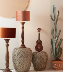 Light & Living Cilinder Lampenkap Velours - Terra - Ø30x21cm