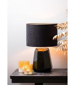 Light & Living Cilinder Lampenkap Velours - Zwart - Ø30x21cm