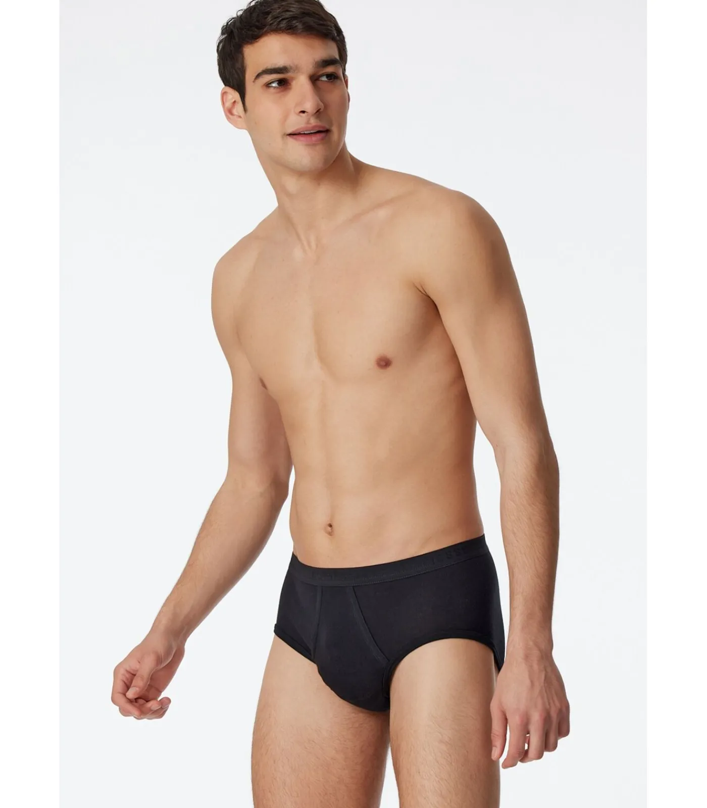 Heren SCHIESSER Classic Herenslip Fijnrib Zwart