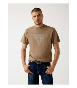 Heren GUESS Cn Ss Triangle Logo Tee