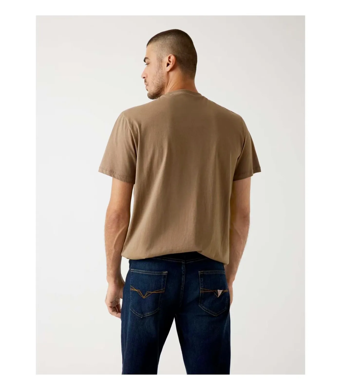 Heren GUESS Cn Ss Triangle Logo Tee