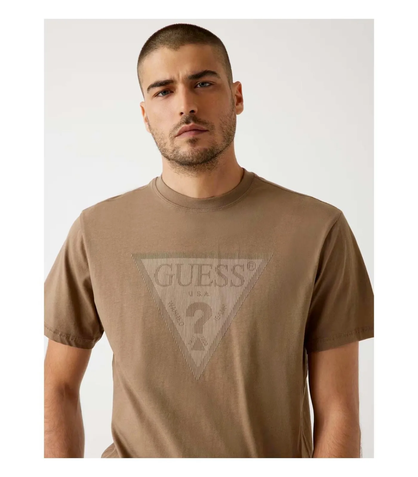 Heren GUESS Cn Ss Triangle Logo Tee