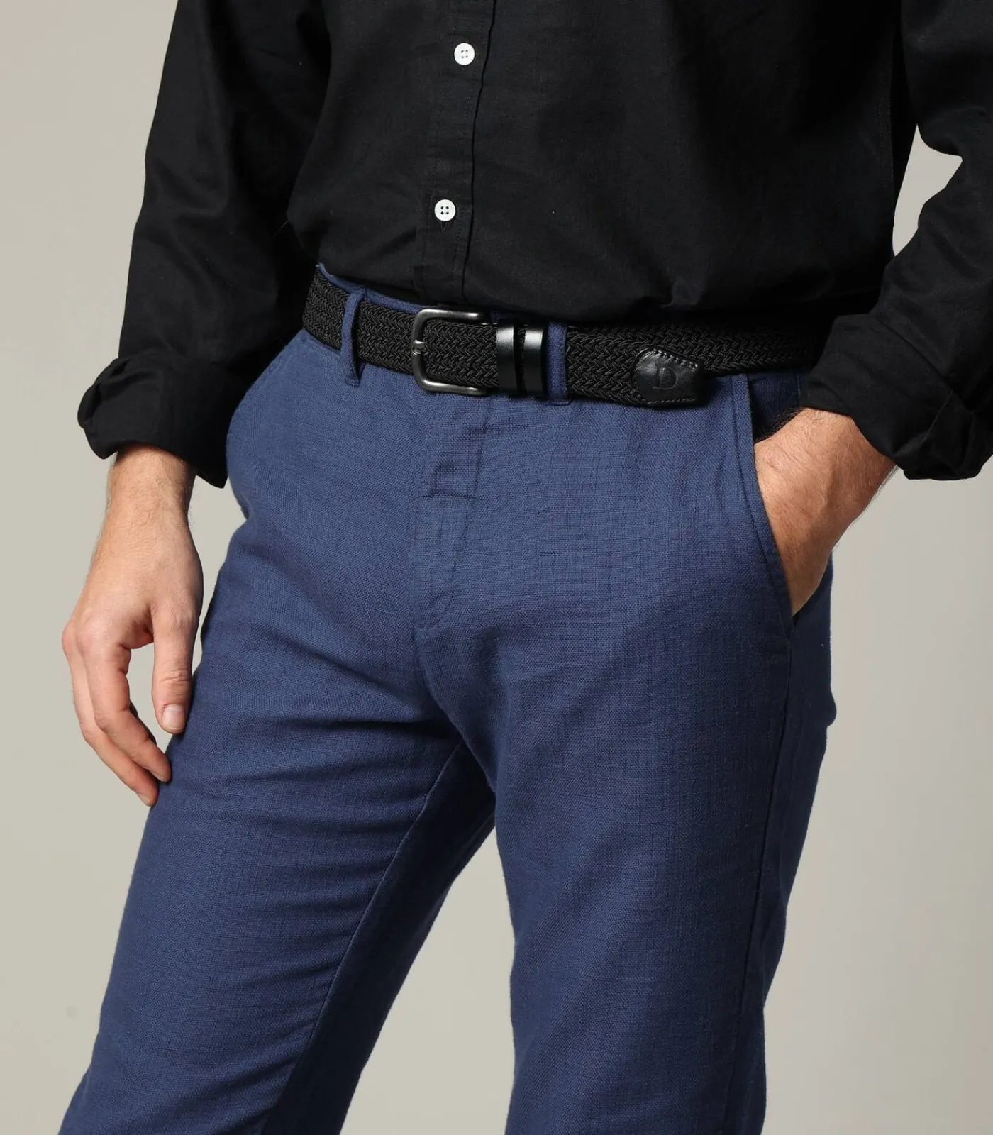 Sale COMER - Gevlochten gespriem met leren inzetstukken Heren Riemen