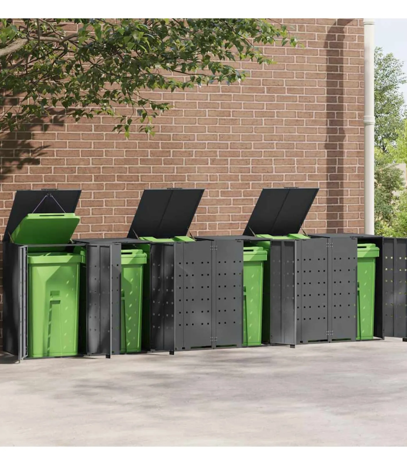 Clearance Containerberging 6 containers 414x79x117 cm staal antraciet Manden En Bakken