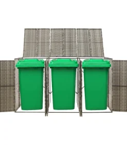 vidaXL Containerberging driedubbel 207x80x117 cm poly rattan grijs
