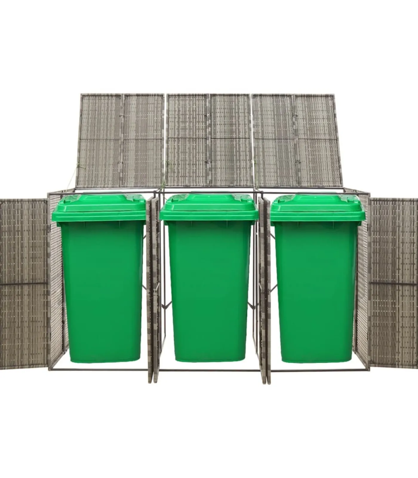 vidaXL Containerberging driedubbel 207x80x117 cm poly rattan grijs