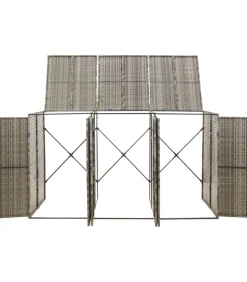 vidaXL Containerberging driedubbel 207x80x117 cm poly rattan grijs