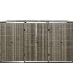 vidaXL Containerberging driedubbel 207x80x117 cm poly rattan grijs