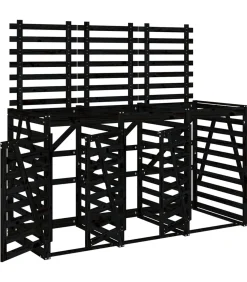 vidaXL Containerberging drievoudig massief grenenhout zwart