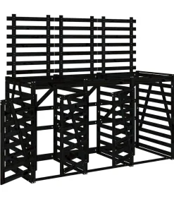 vidaXL Containerberging drievoudig massief grenenhout zwart