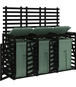 vidaXL Containerberging drievoudig massief grenenhout zwart