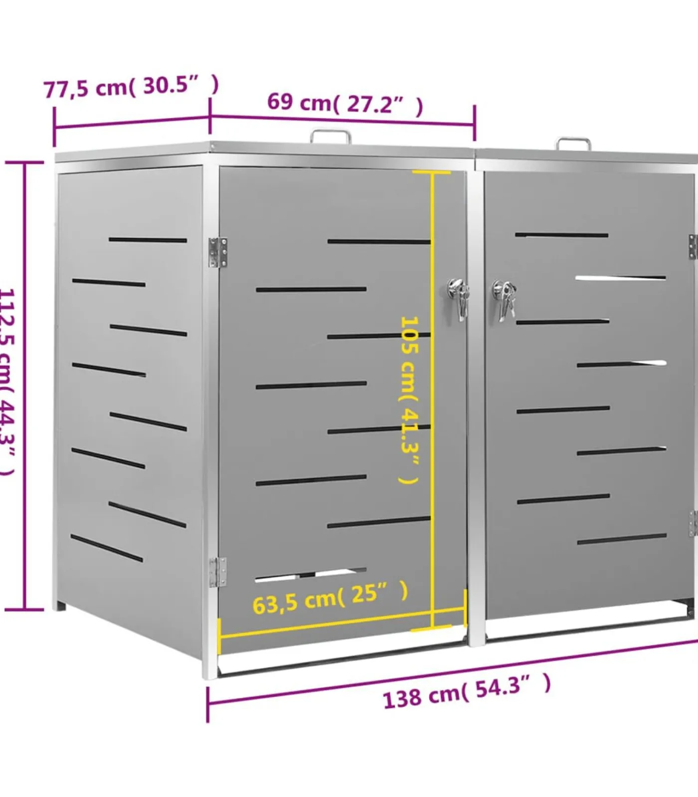Online Containerberging dubbel 138x77,5x112,5 cm roestvrij staal Manden En Bakken
