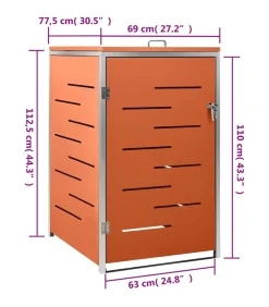 vidaXL Containerberging enkel 69x77,5x112,5 cm roestvrij staal