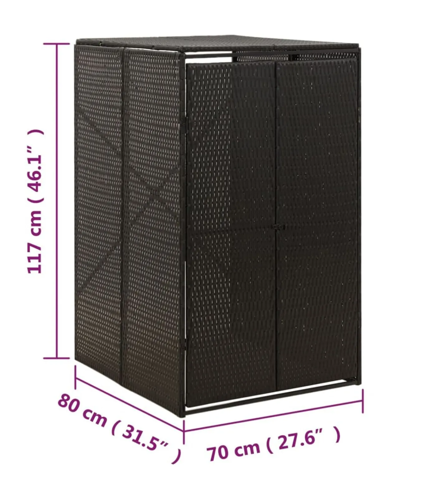 Sale Containerberging enkel 70x80x117 cm poly rattan zwart Manden En Bakken