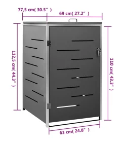 vidaXL Containerberging enkel 69x77,5x112,5 cm roestvrij staal