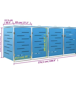 Clearance Containerberging vierdubbel 276,5x77,5x112,5 cm roestvrij staal Manden En Bakken