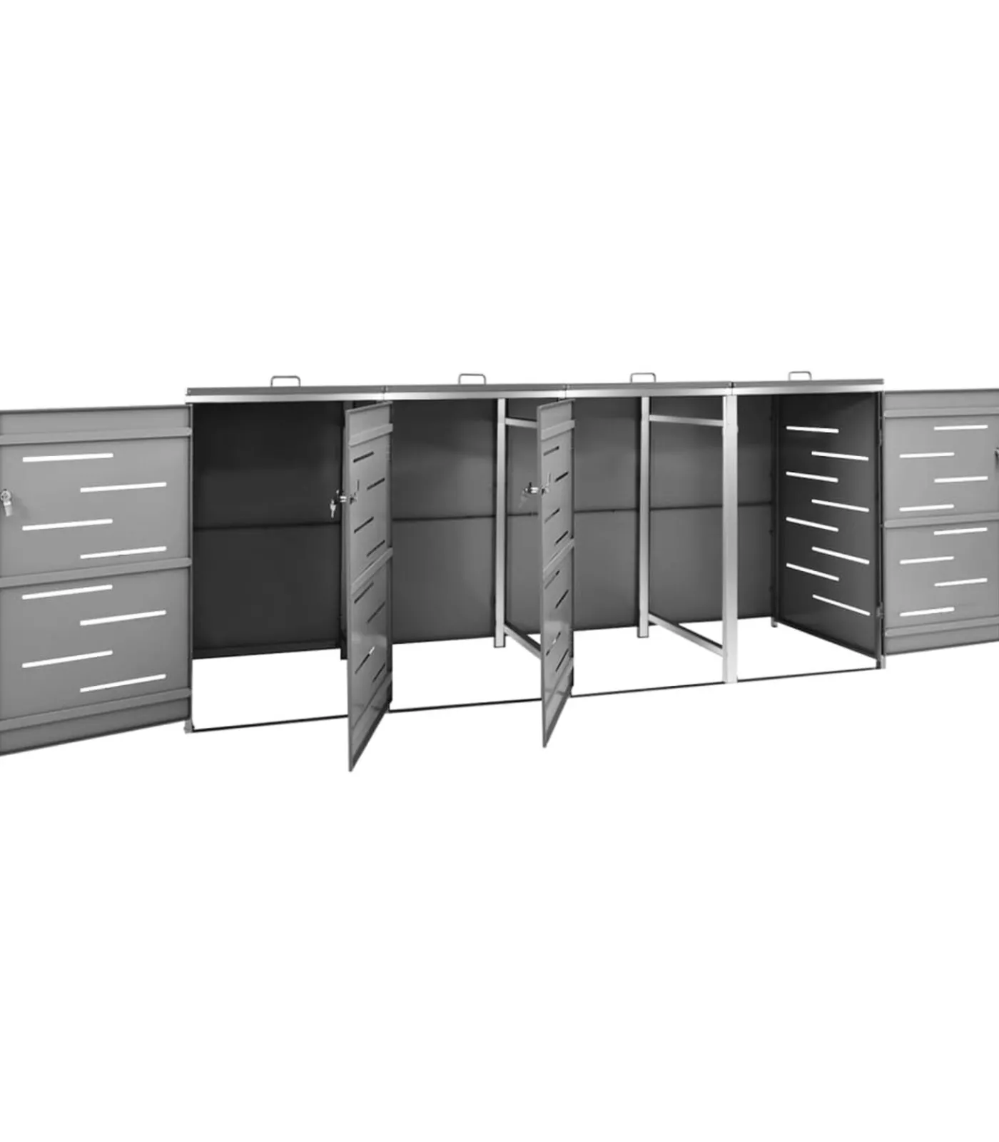 Sale Containerberging vierdubbel 276,5x77,5x112,5 cm roestvrij staal Manden En Bakken