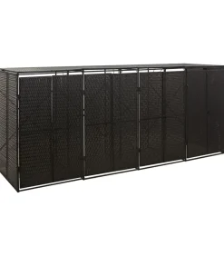 Discount Containerberging viervoudig 274x80x117 cm poly rattan zwart Manden En Bakken