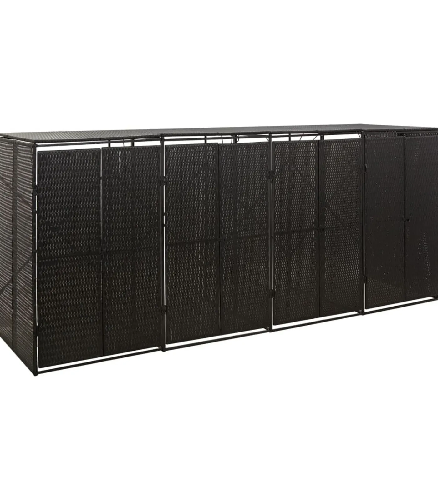 Discount Containerberging viervoudig 274x80x117 cm poly rattan zwart Manden En Bakken