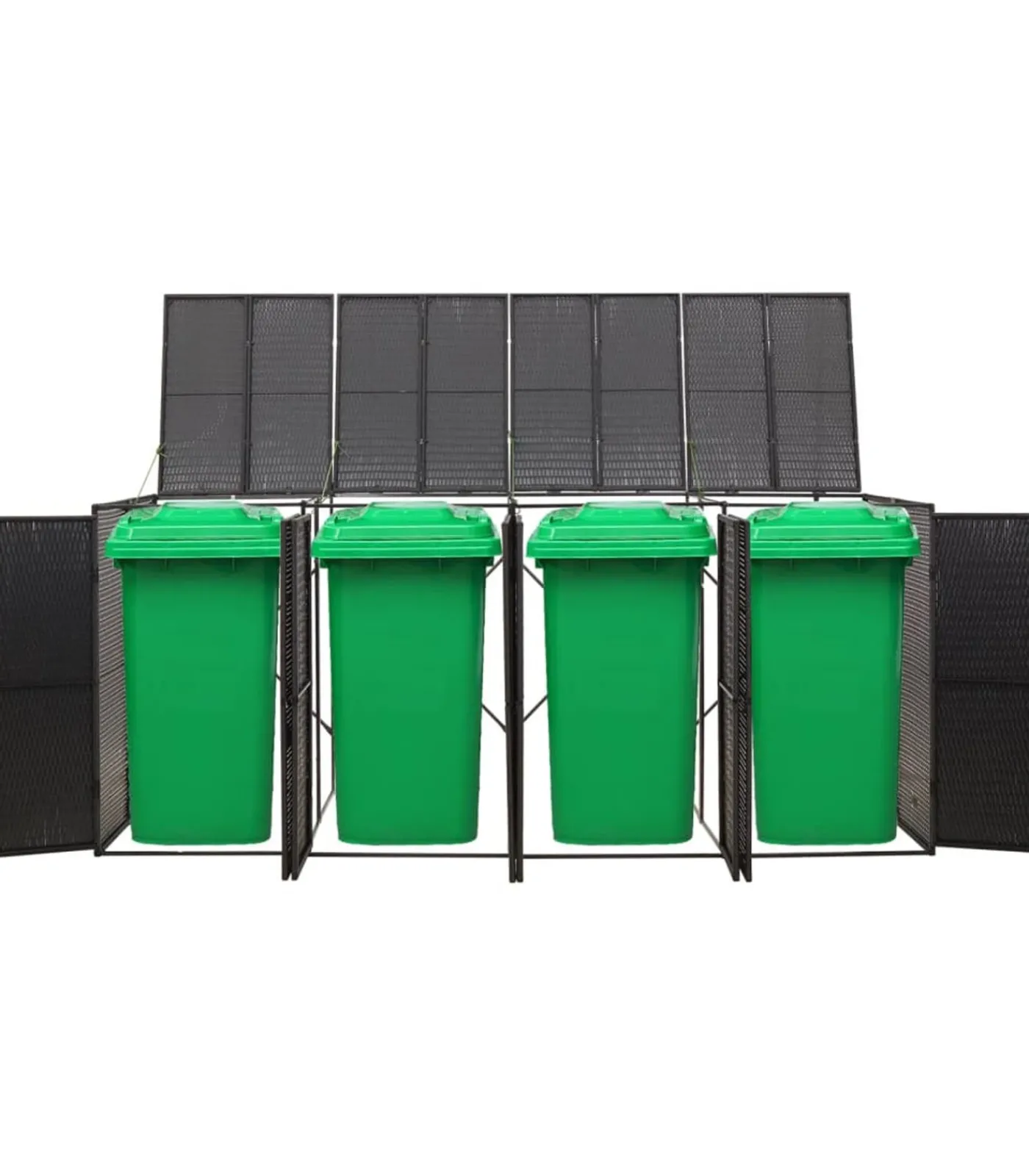 Discount Containerberging viervoudig 274x80x117 cm poly rattan zwart Manden En Bakken