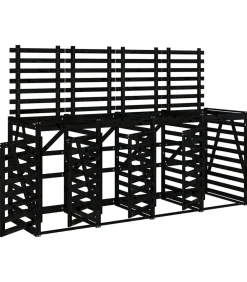 vidaXL Containerberging viervoudig massief grenenhout zwart