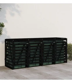 vidaXL Containerberging viervoudig massief grenenhout zwart