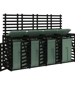 vidaXL Containerberging viervoudig massief grenenhout zwart