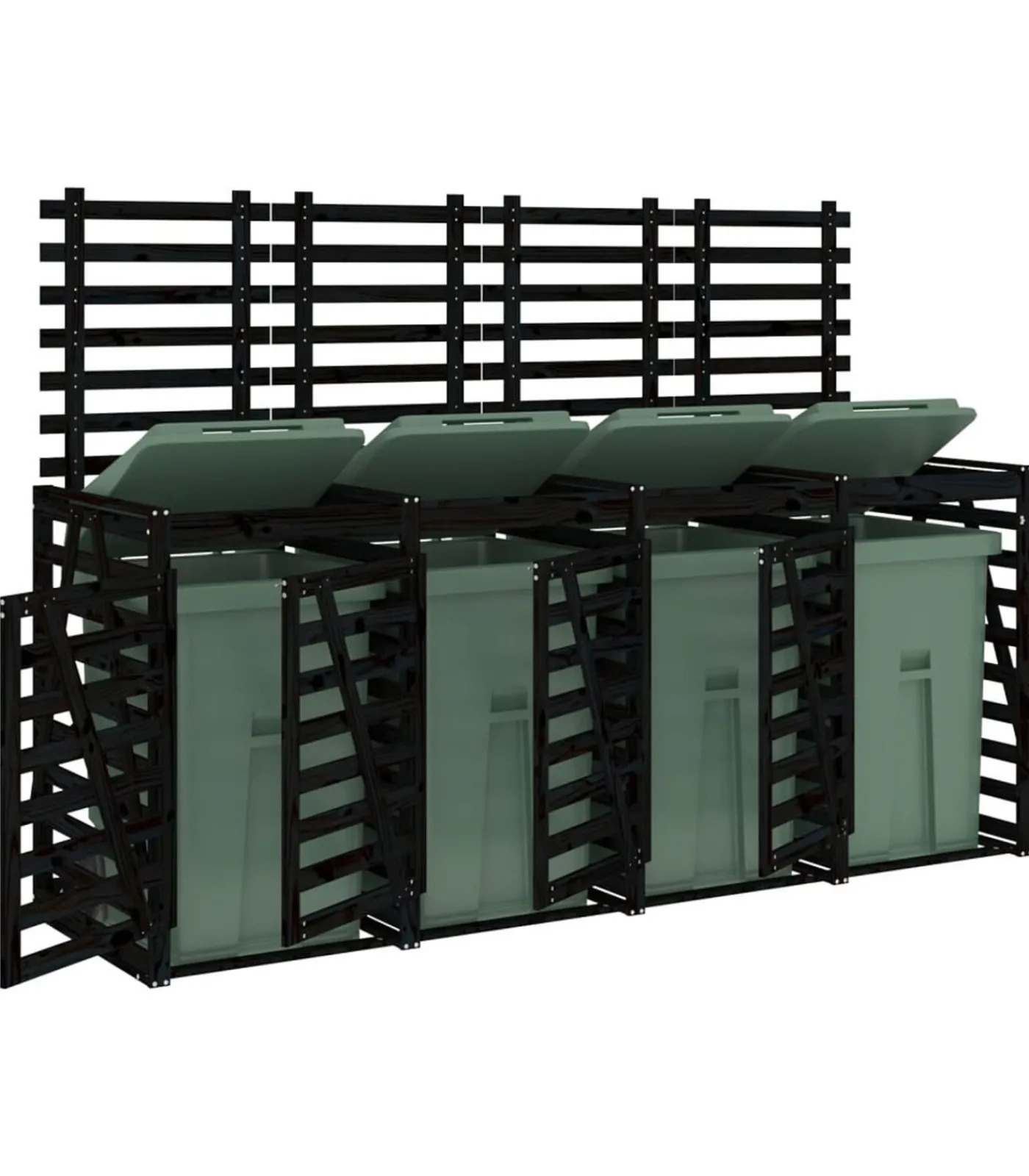 vidaXL Containerberging viervoudig massief grenenhout zwart