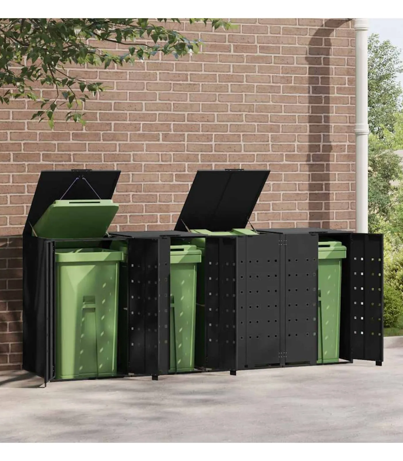 Clearance Containerberging voor 4 containers 276x79x117 cm staal zwart Manden En Bakken