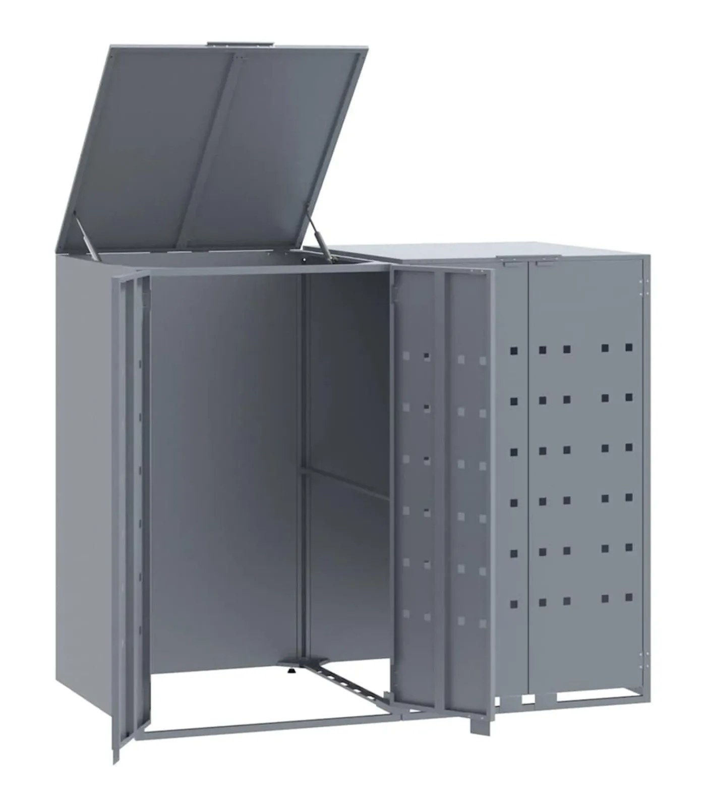 Outlet Containerberging voor 2 containers 138x79x117 cm staal grijs Manden En Bakken