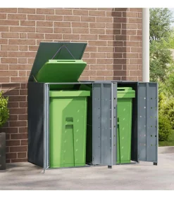 Outlet Containerberging voor 2 containers 138x79x117 cm staal grijs Manden En Bakken
