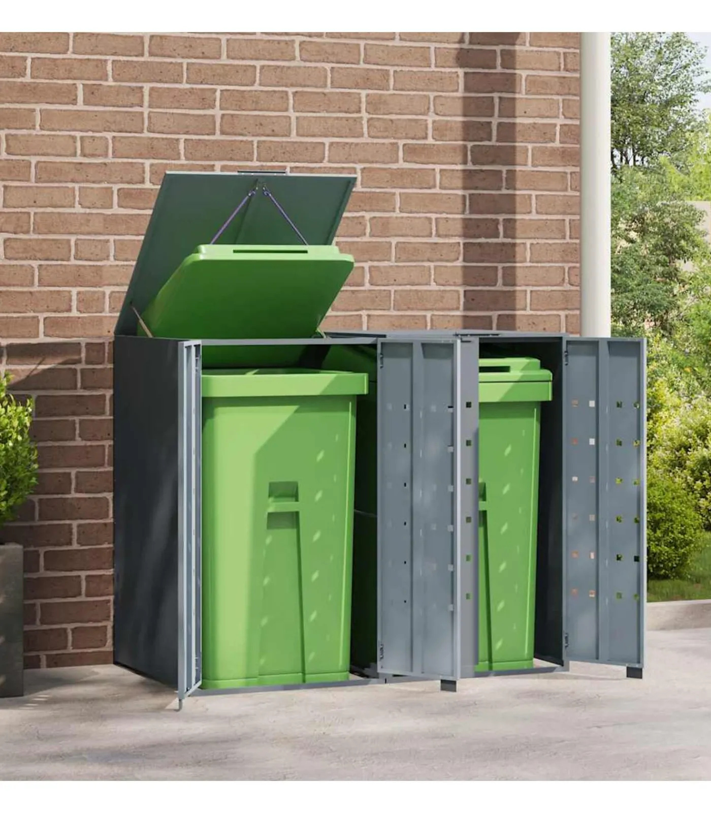 Outlet Containerberging voor 2 containers 138x79x117 cm staal grijs Manden En Bakken