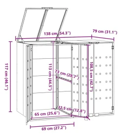 Outlet Containerberging voor 2 containers 138x79x117 cm staal grijs Manden En Bakken