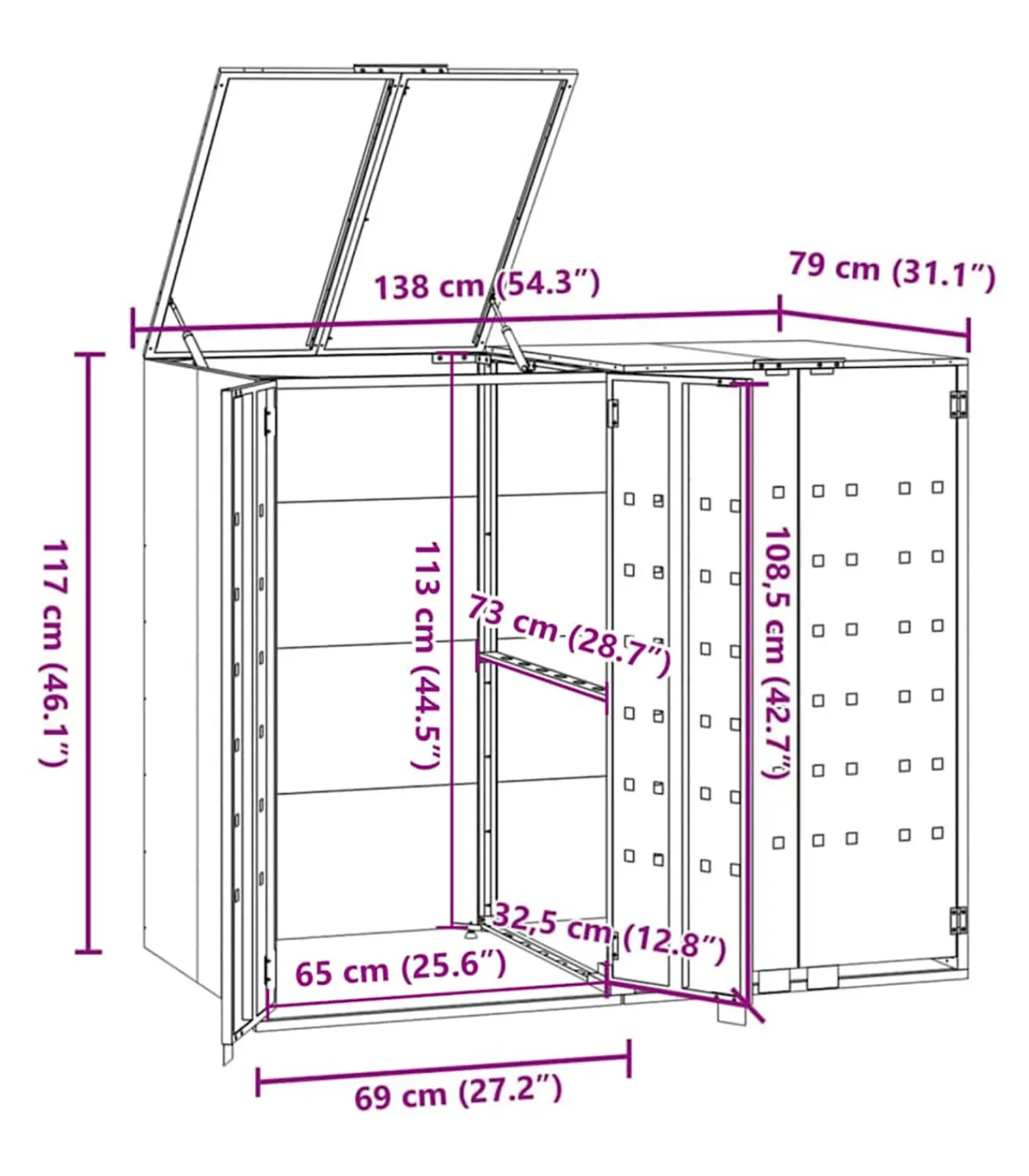Outlet Containerberging voor 2 containers 138x79x117 cm staal grijs Manden En Bakken