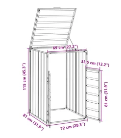 vidaXL Containerberging voor 1 container 72x81x115 cm staal grijs