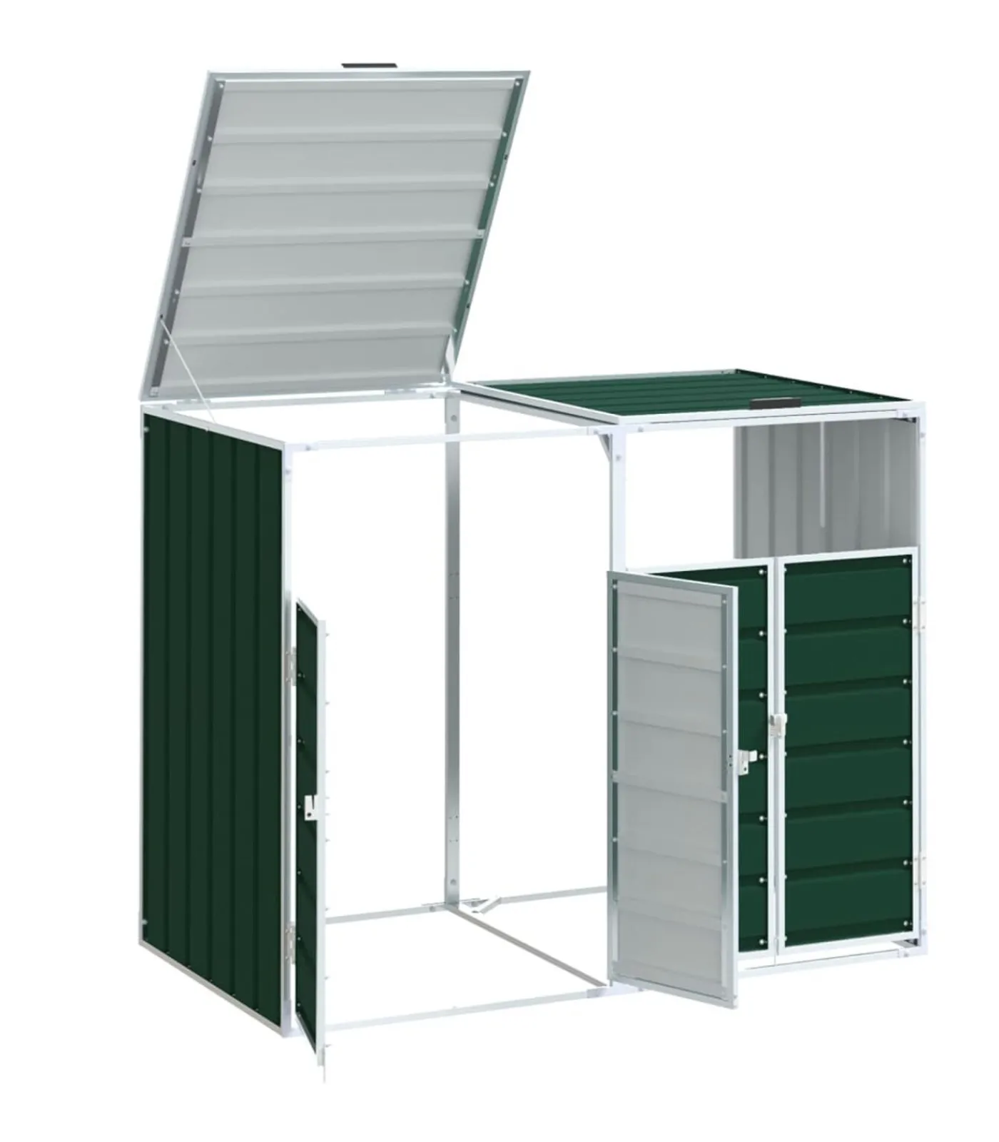 Clearance Containerberging voor 2 containers 144x81x113 cm staal groen Manden En Bakken