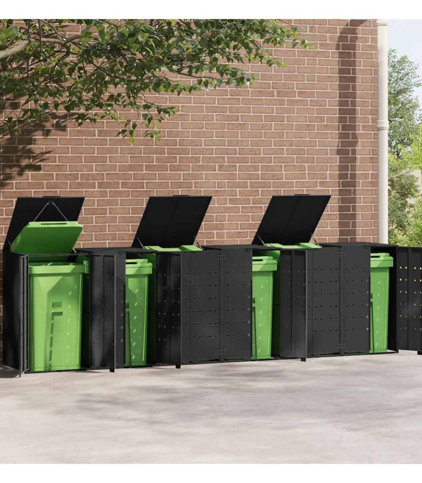 vidaXL Containerberging voor 6 containers 414x79x117 cm staal zwart