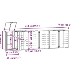 vidaXL Containerberging voor 6 containers 414x79x117 cm staal zwart