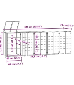 Best Containerberging voor 5 containers 345x79x117 cm staal grijs Manden En Bakken