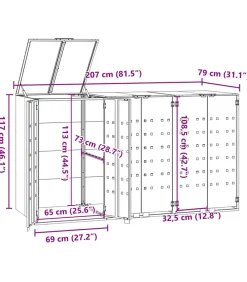 Online Containerberging voor 3 containers 207x79x117 cm staal grijs Manden En Bakken