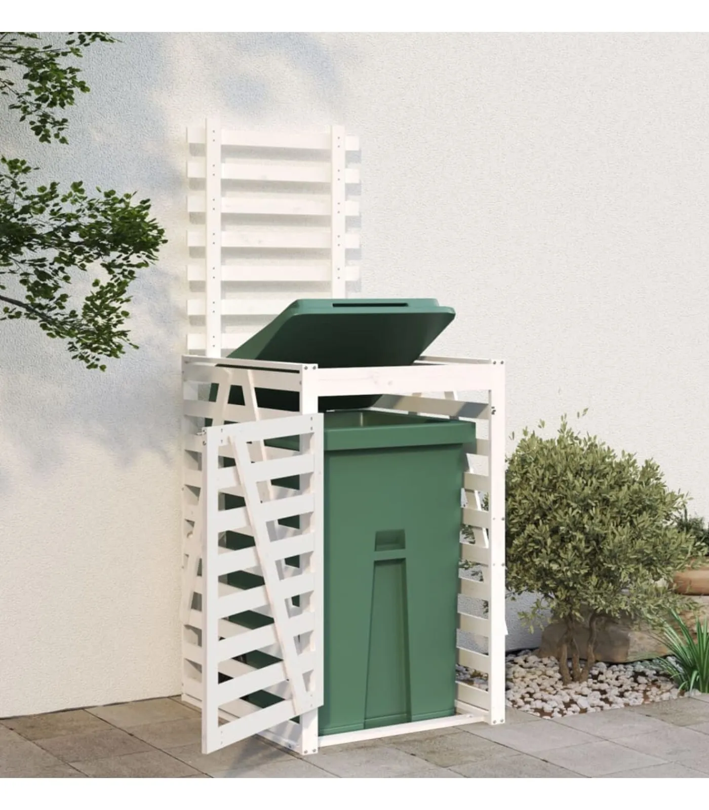 vidaXL Containerberging 84x90x128,5 cm massief grenenhout wit