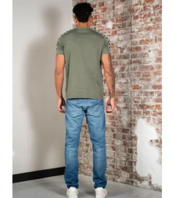 Contrast tape ringer t-shirt - laurel wreath black Heren T-Shirts & Polo's