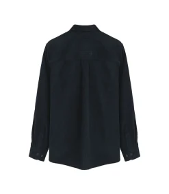 Clearance Corduroy hemd in marineblauw met Franse kraag en -logo Heren Hemden