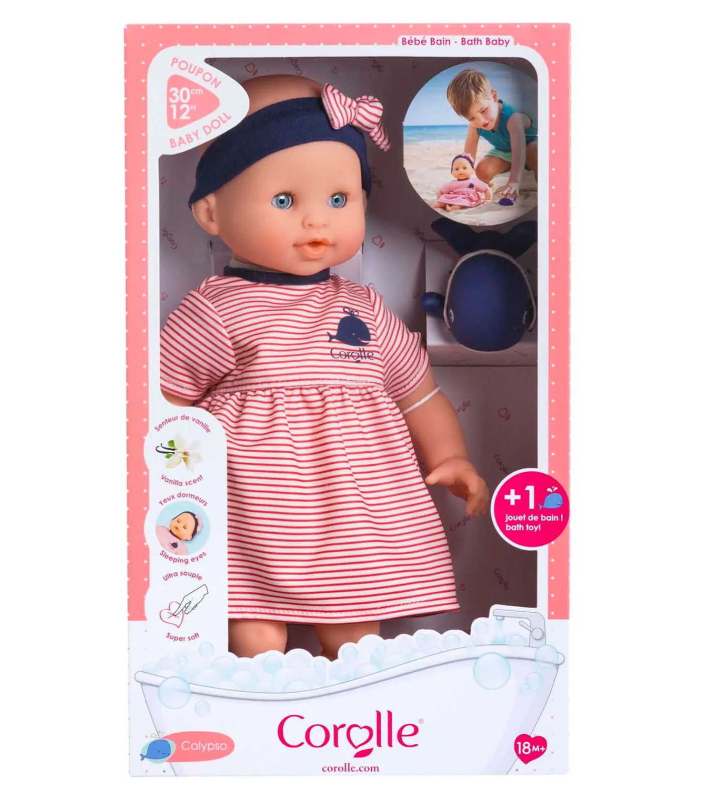 badpop Calypso - Zwemvriendje walvis 30cm pop voor waterpret Kinderen Speelgoed