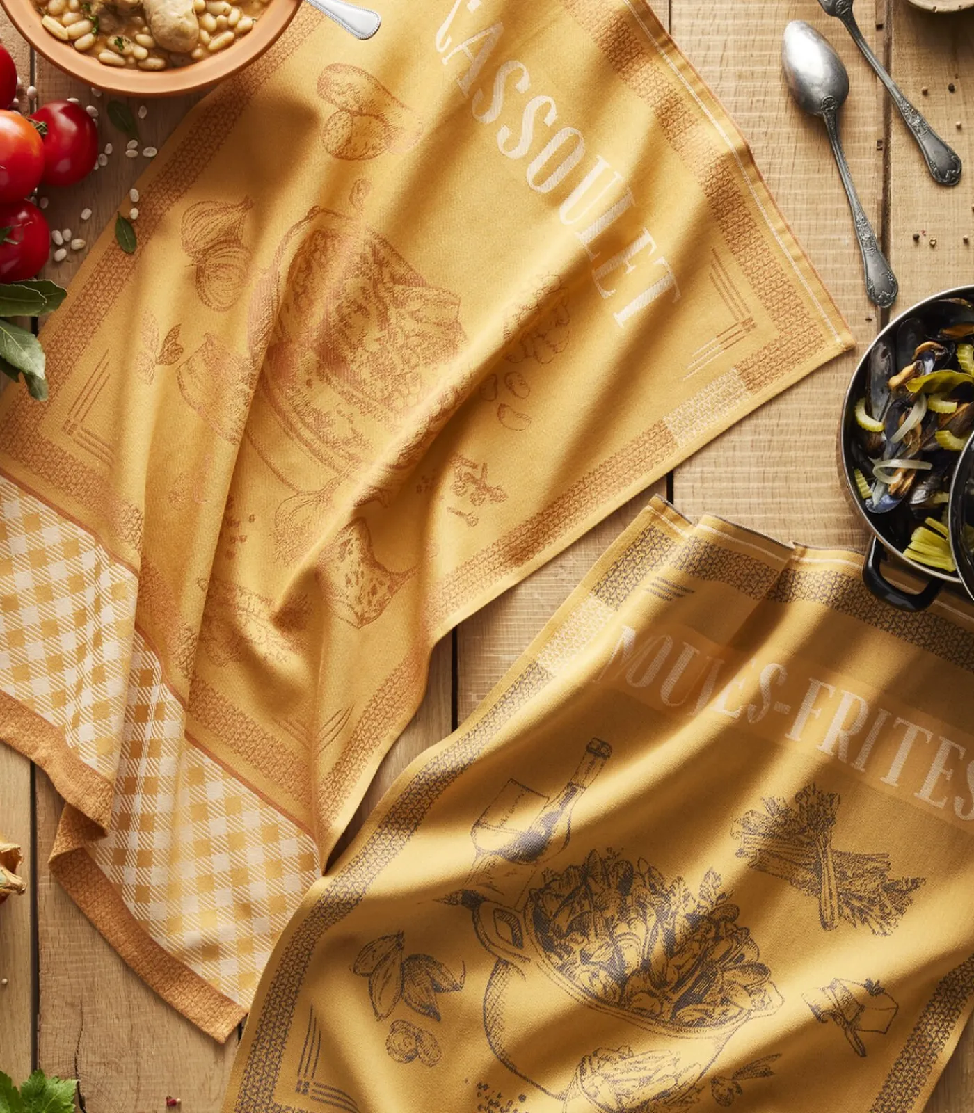 Coucke - Cassoulet - Theedoek van katoenen jacquard met print 50 x 75 cm