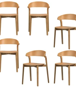 WOOOD Cras Eetkamerstoelen - Essenhout - Naturel - Set van 6