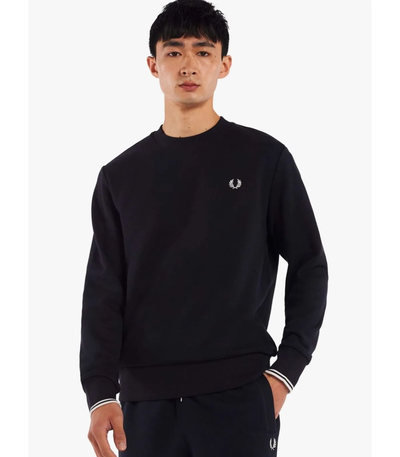 Heren Fred Perry Crew neck sweatshirt - navy
