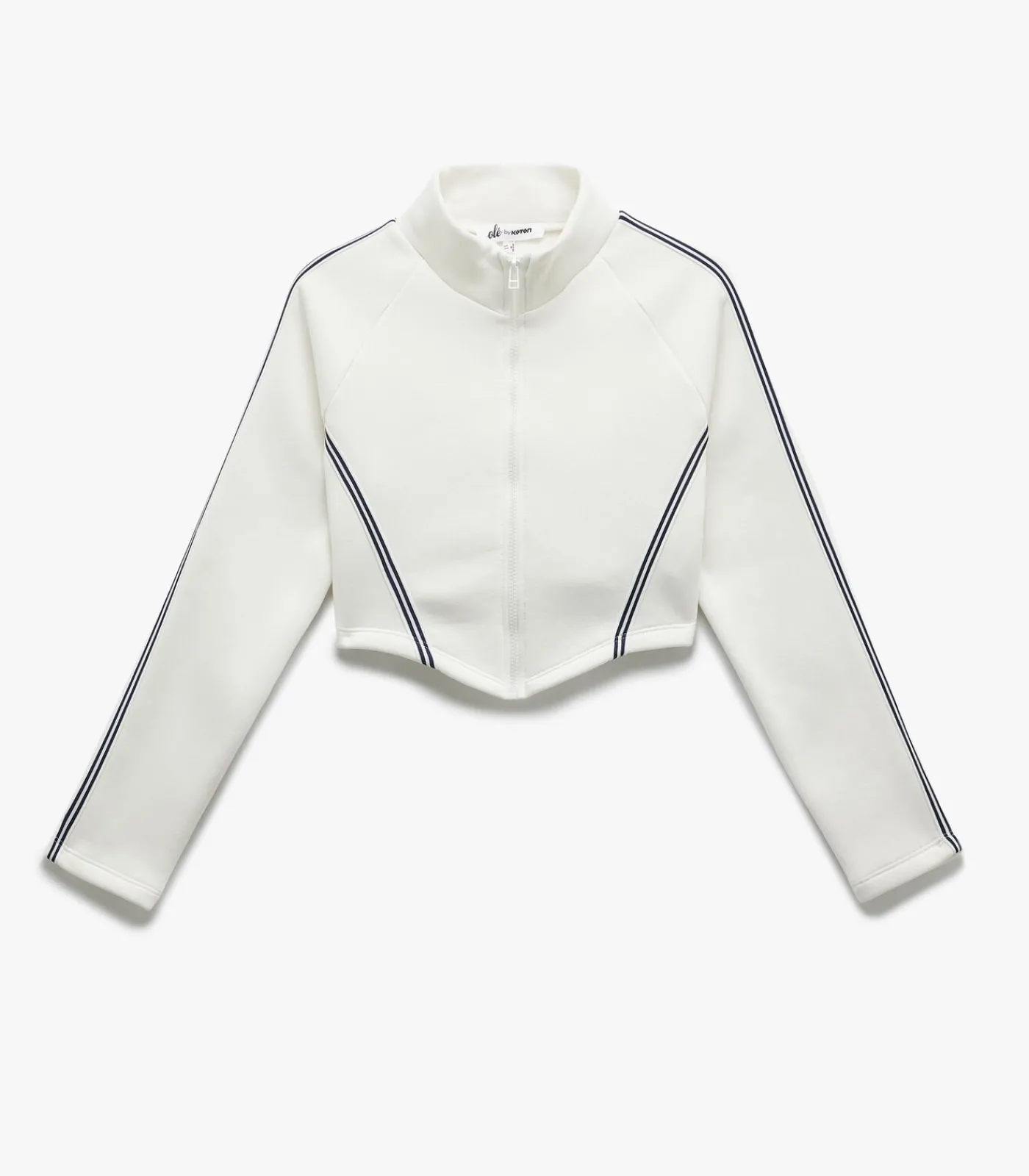DAMES Koton Crop Sweatshirt Met Rits en Streepdetails